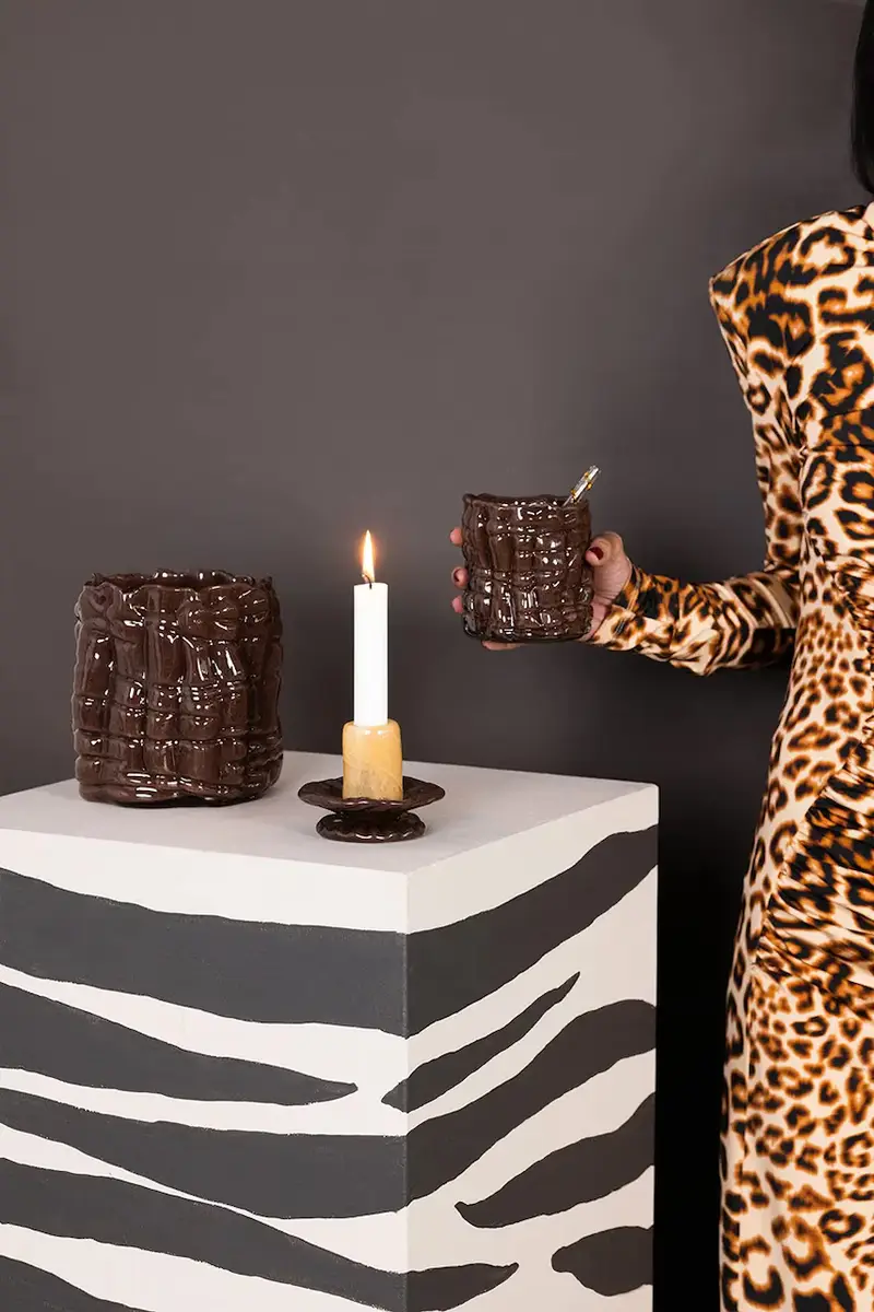 candeliere decorativo Laranne 16 cm M colore marrone miniatura 2