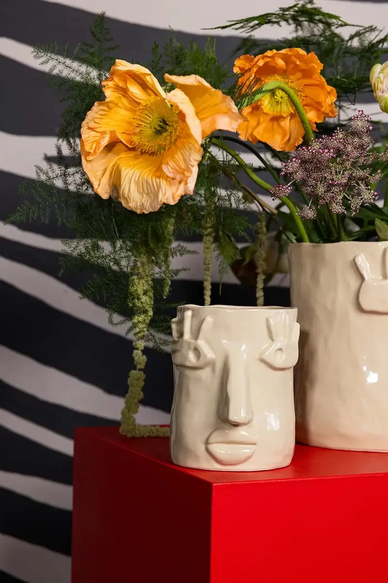 copertura vaso x Emma Widell, Facy 22 cm L colore beige miniatura 5