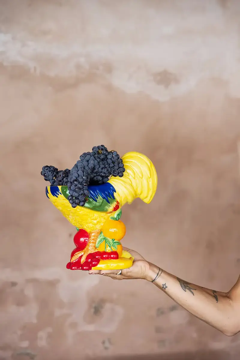 vasio decorativo Fruity Rooster 26 cm Multicolore miniatura 2