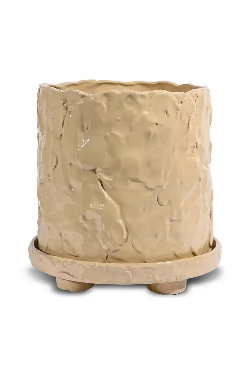 vaso con sottovaso x Emma Widell, Muddy 23,5 cm L colore beige