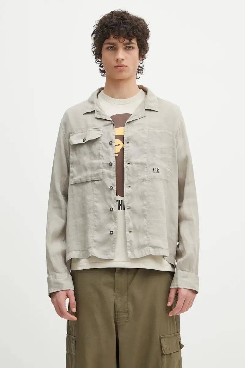 camicia di lino colore grigio 18CMOS240A005415G