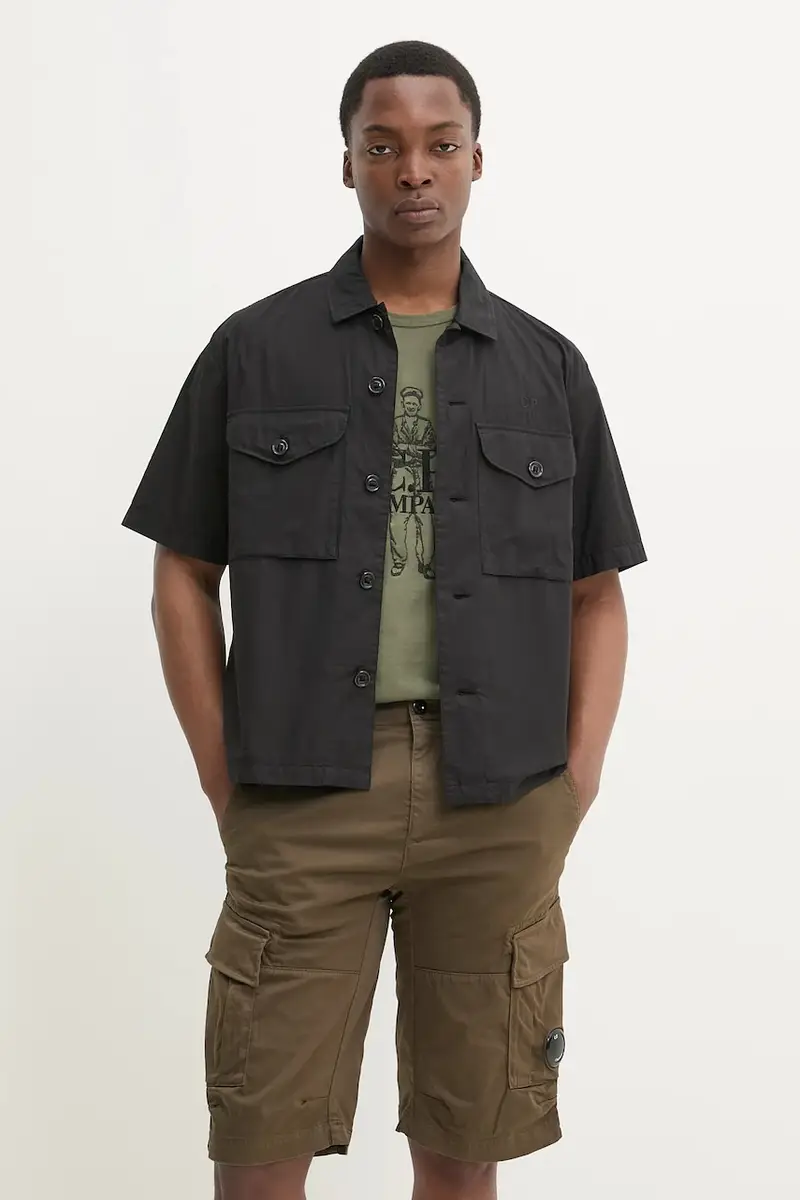 camicia in cotone uomo colore nero 18CMSH236A005328G