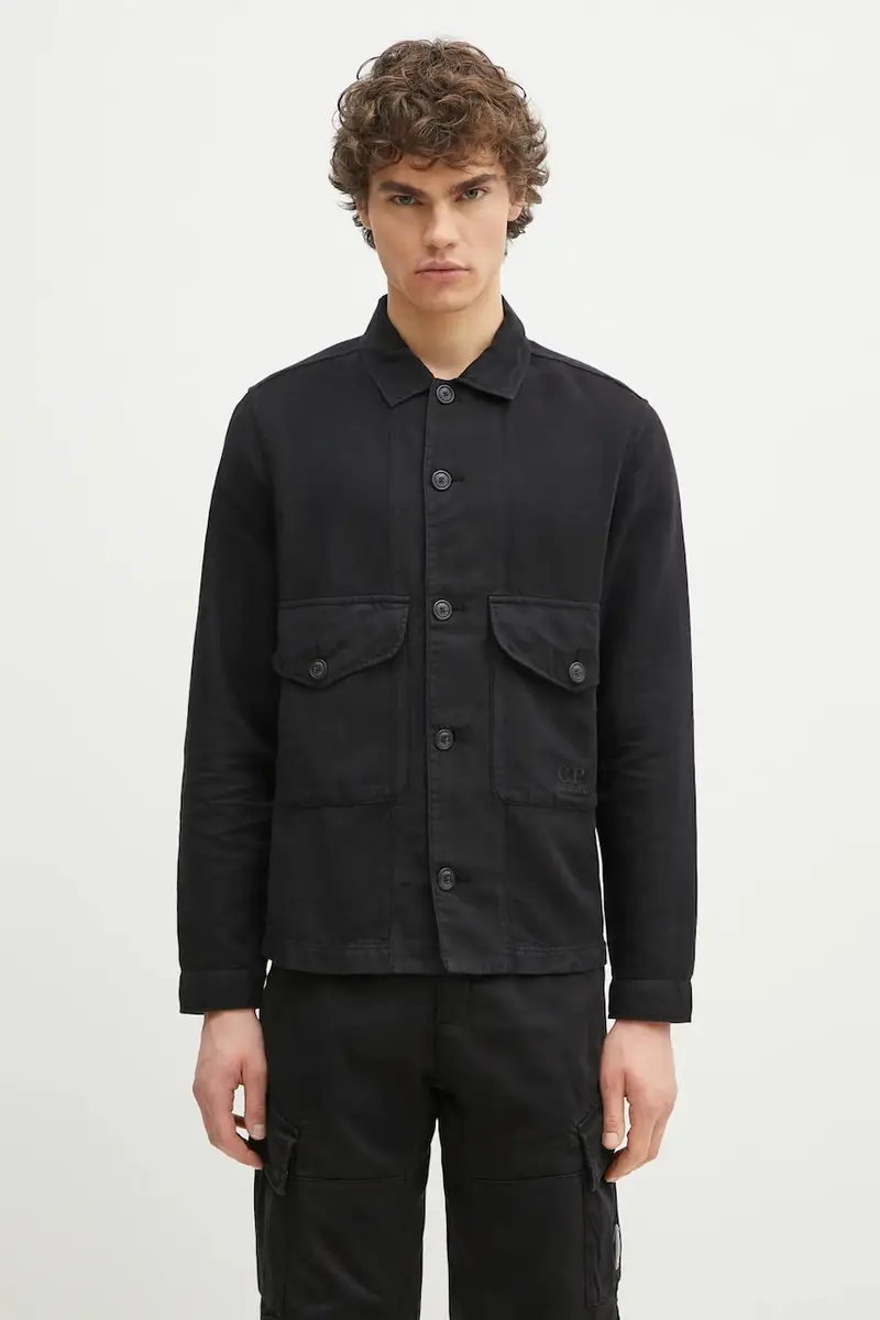 camicia in lino misto uomo colore nero 18CMOS242A006501G