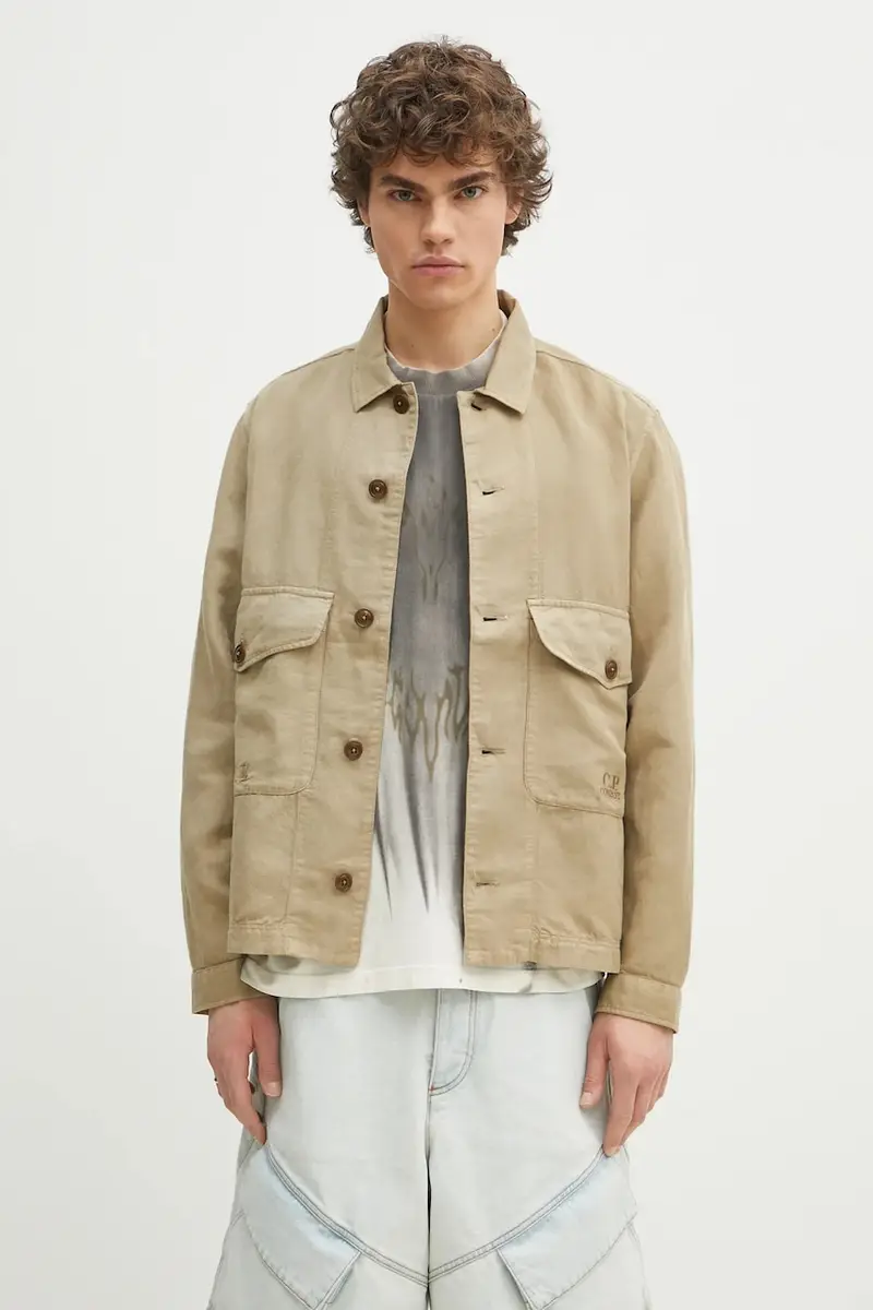 camicia in lino misto uomo colore verde 18CMOS242A006501G