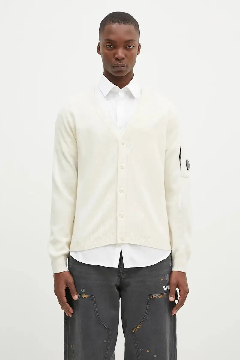 cardigan in lana Knitwear Cardigan In Re-Wool colore beige 17CMKN253A006595A