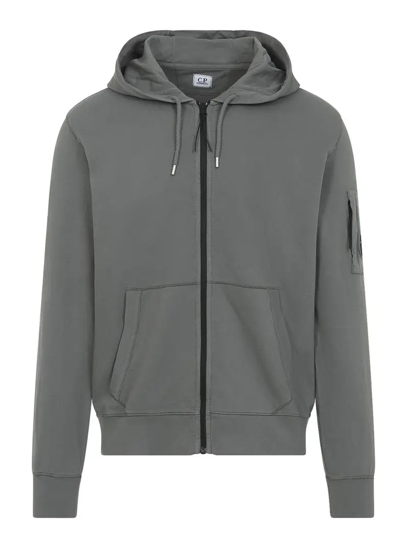 Felpa con cappuccio con lenti e zip Argento