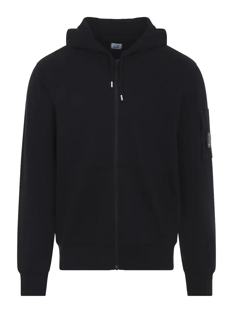 Felpa con cappuccio con lenti e zip Nero