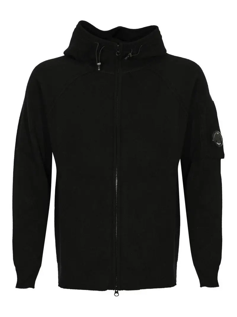 Felpa con zip in lana d'agnello Grs Nero