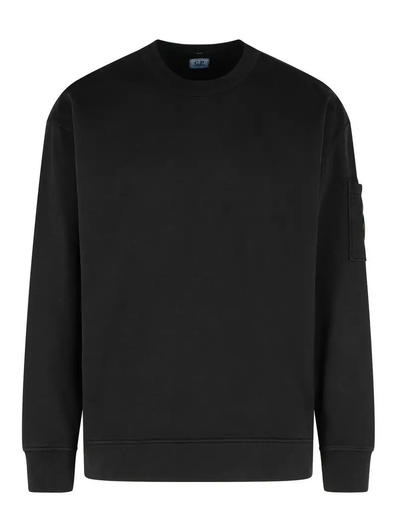 Felpa di cotone nero emerizzato