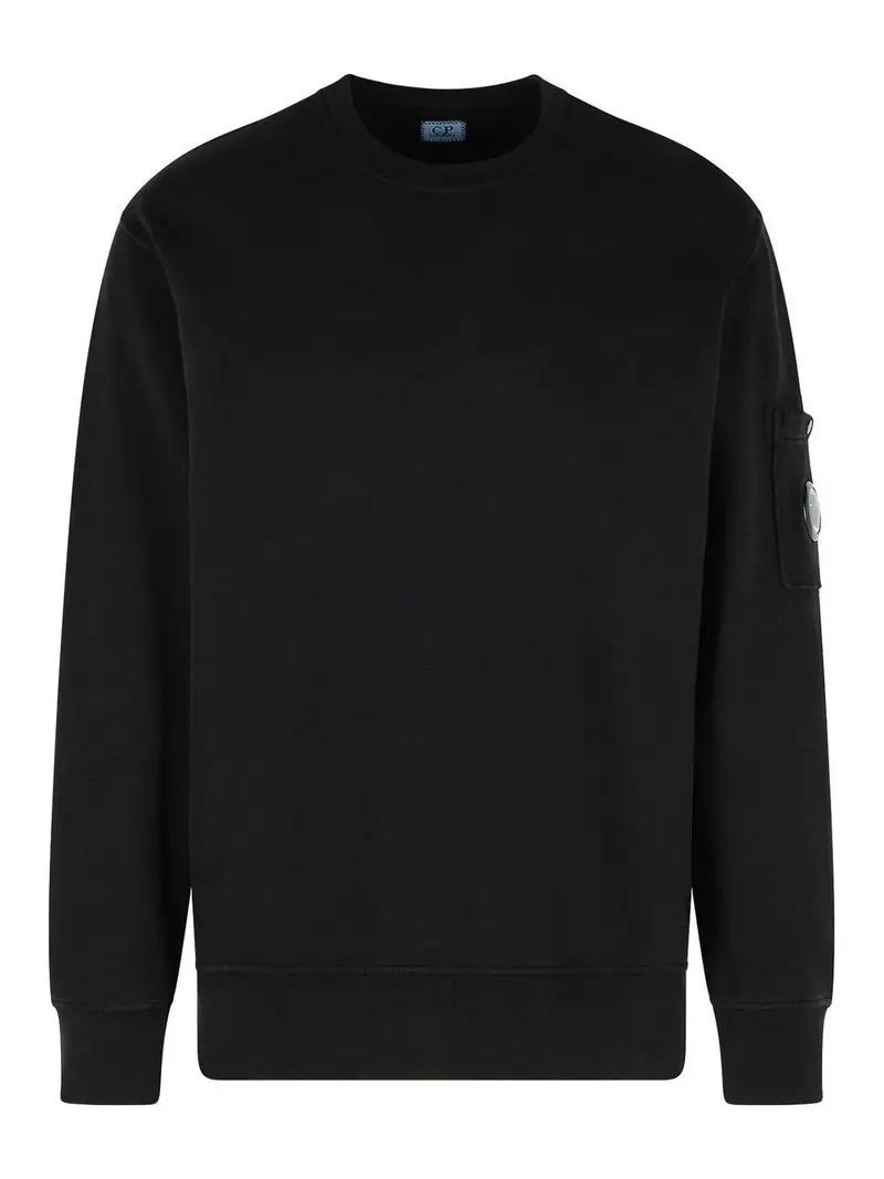 Felpa in cotone nero spazzolato