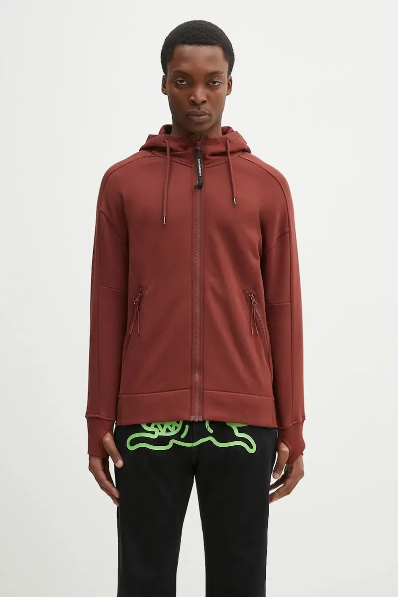 felpa in cotone uomo colore arancione con cappuccio 18CMSS028A005086W