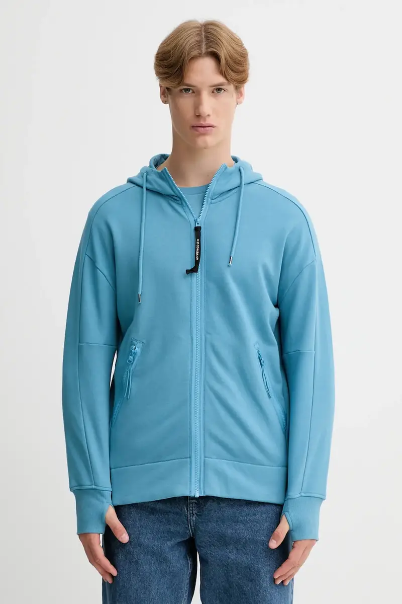 felpa in cotone uomo colore blu con cappuccio 19CMSS715A005086W