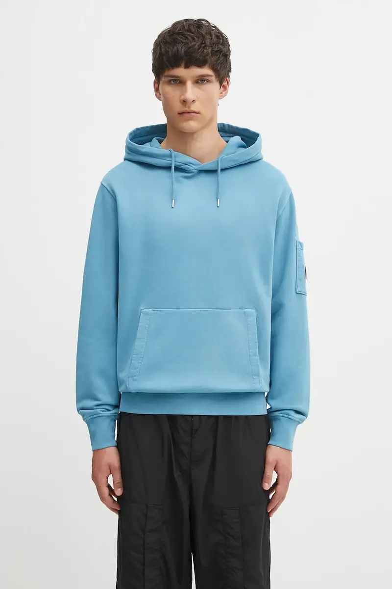 felpa in cotone uomo colore blu con cappuccio 19CMSS719A006372R