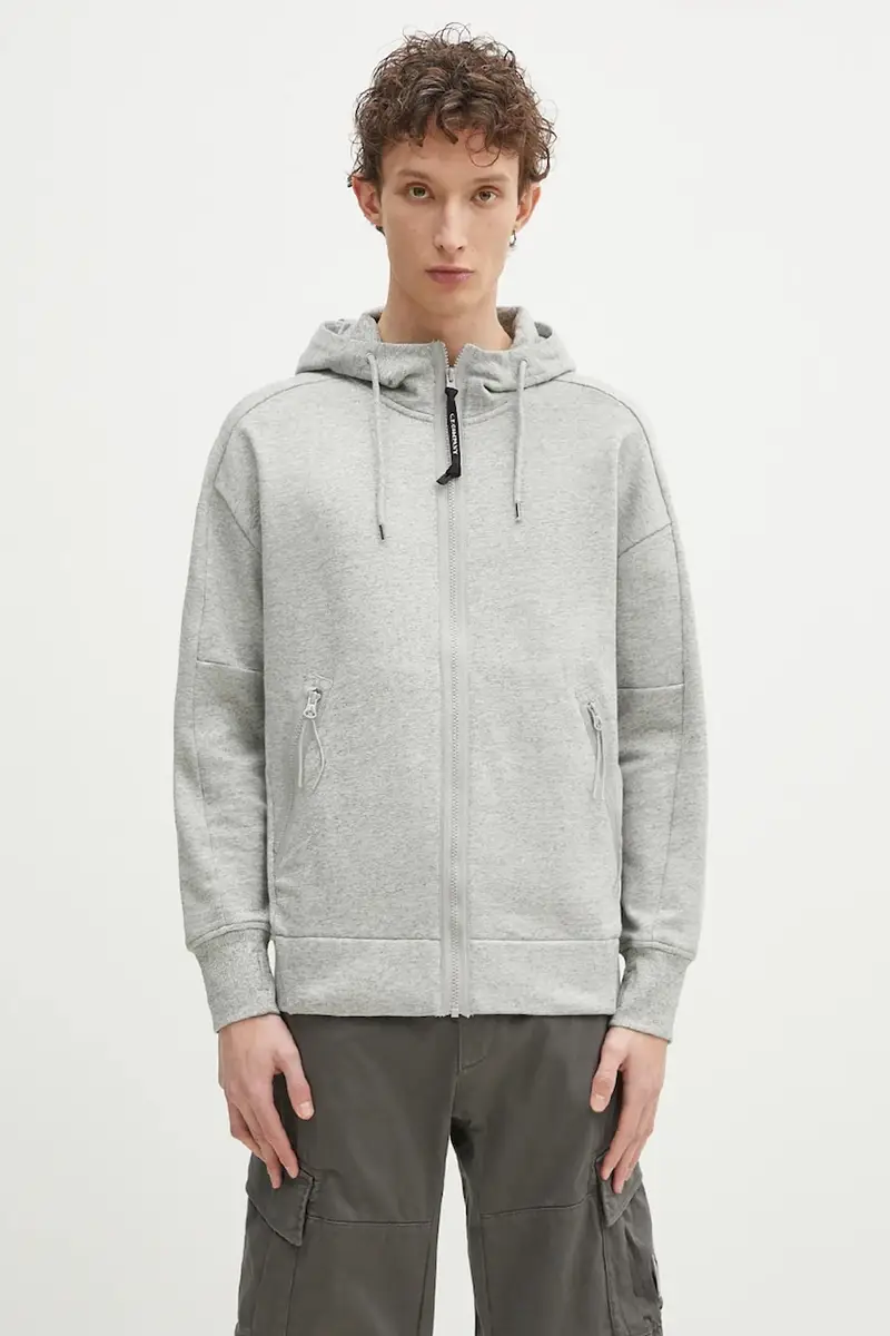 felpa in cotone uomo colore grigio con cappuccio 18CMSS028A005086W