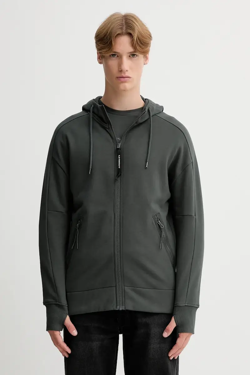 felpa in cotone uomo colore grigio con cappuccio 19CMSS715A005086W