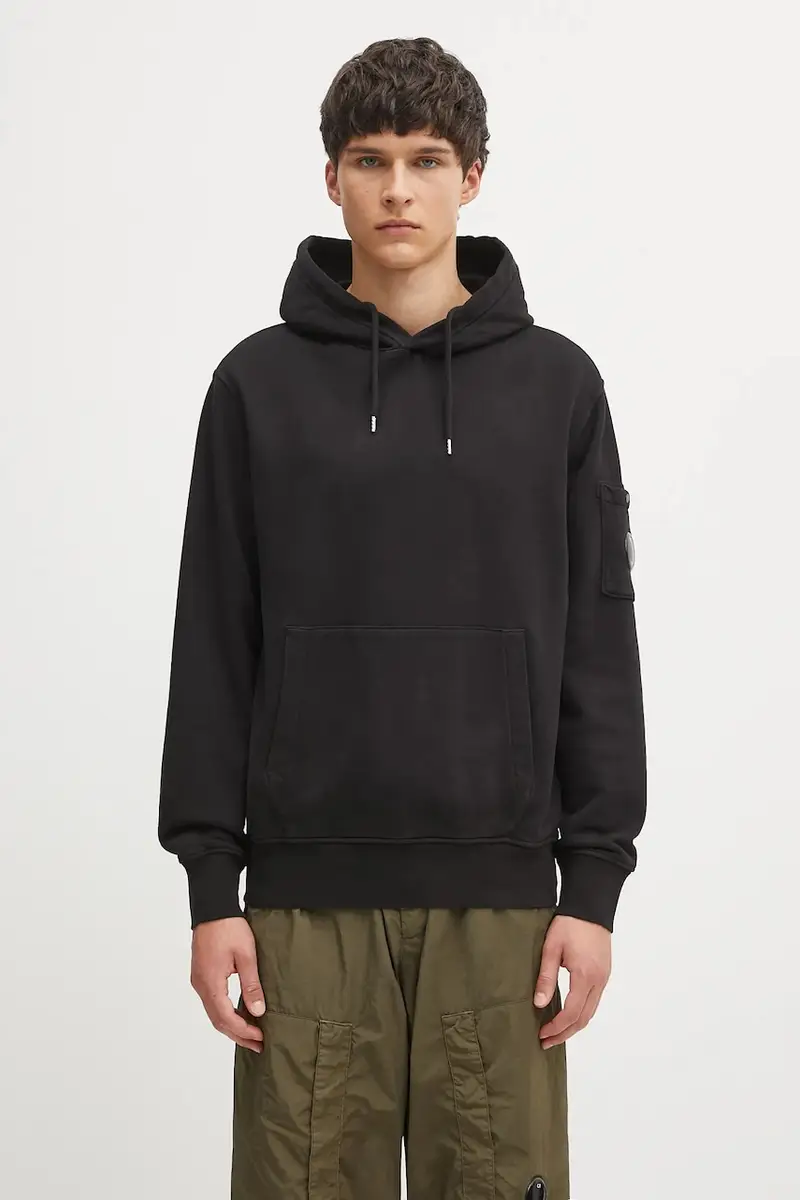 felpa in cotone uomo colore nero con cappuccio RFCMSS719A006372G