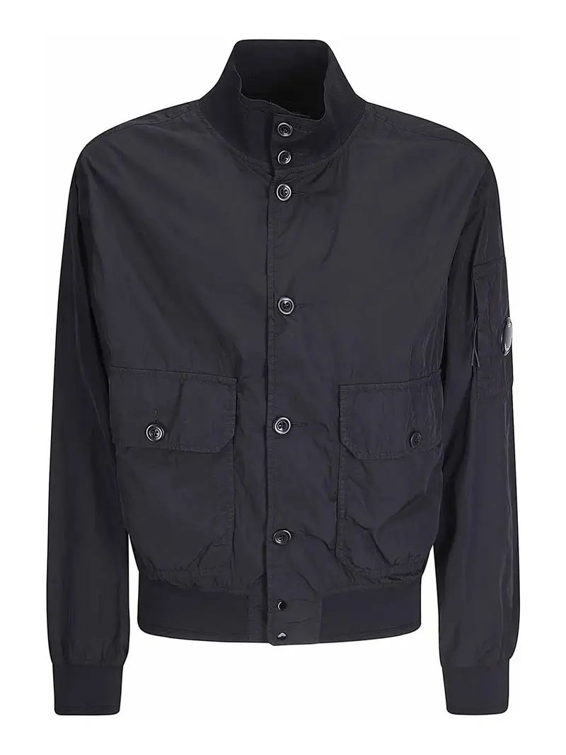 Giubbotto bomber con bottoni cromati R Nero