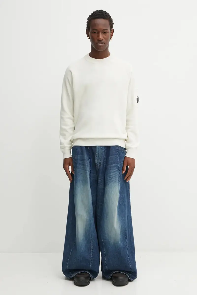 maglione con lana colore beige 19CMKN198A110468A miniatura 5