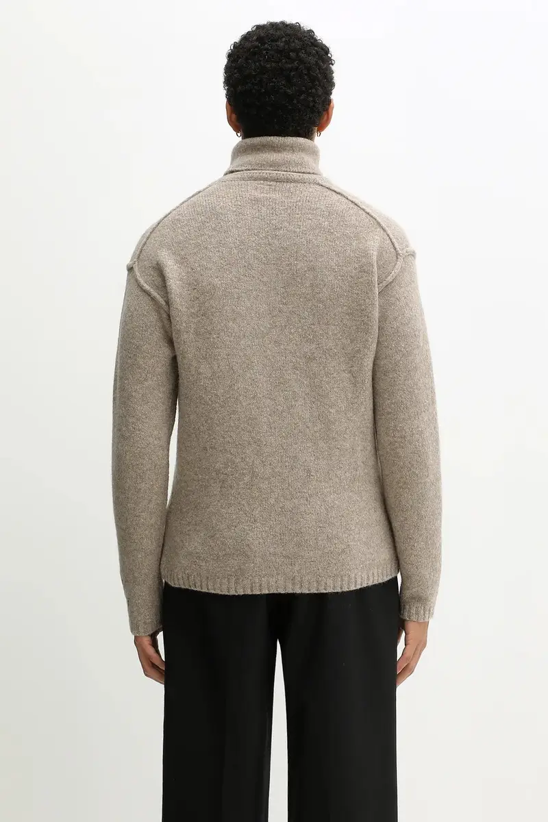 maglione con lana colore beige 19CMKN281A110509A miniatura 3