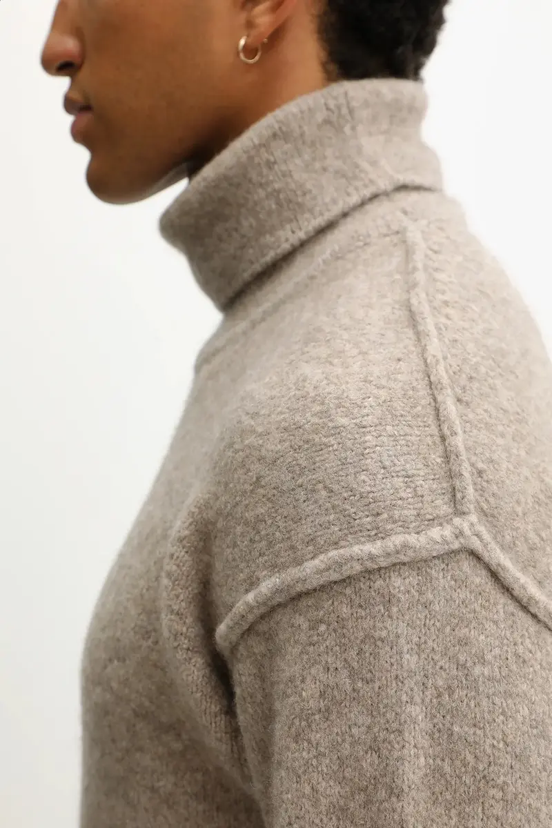 maglione con lana colore beige 19CMKN281A110509A miniatura 4