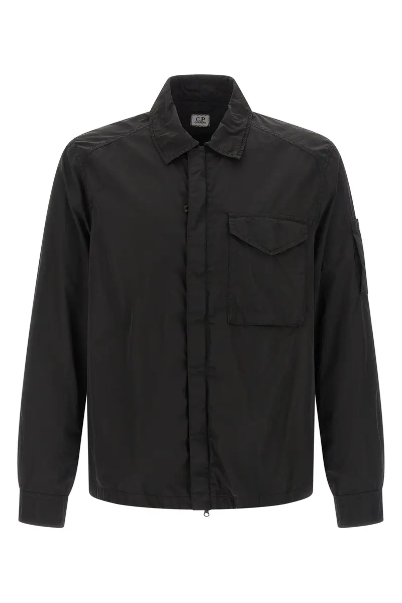 C.p. Company Overshirt Nero in Chrome-R con Trattamento Anti-Goccia