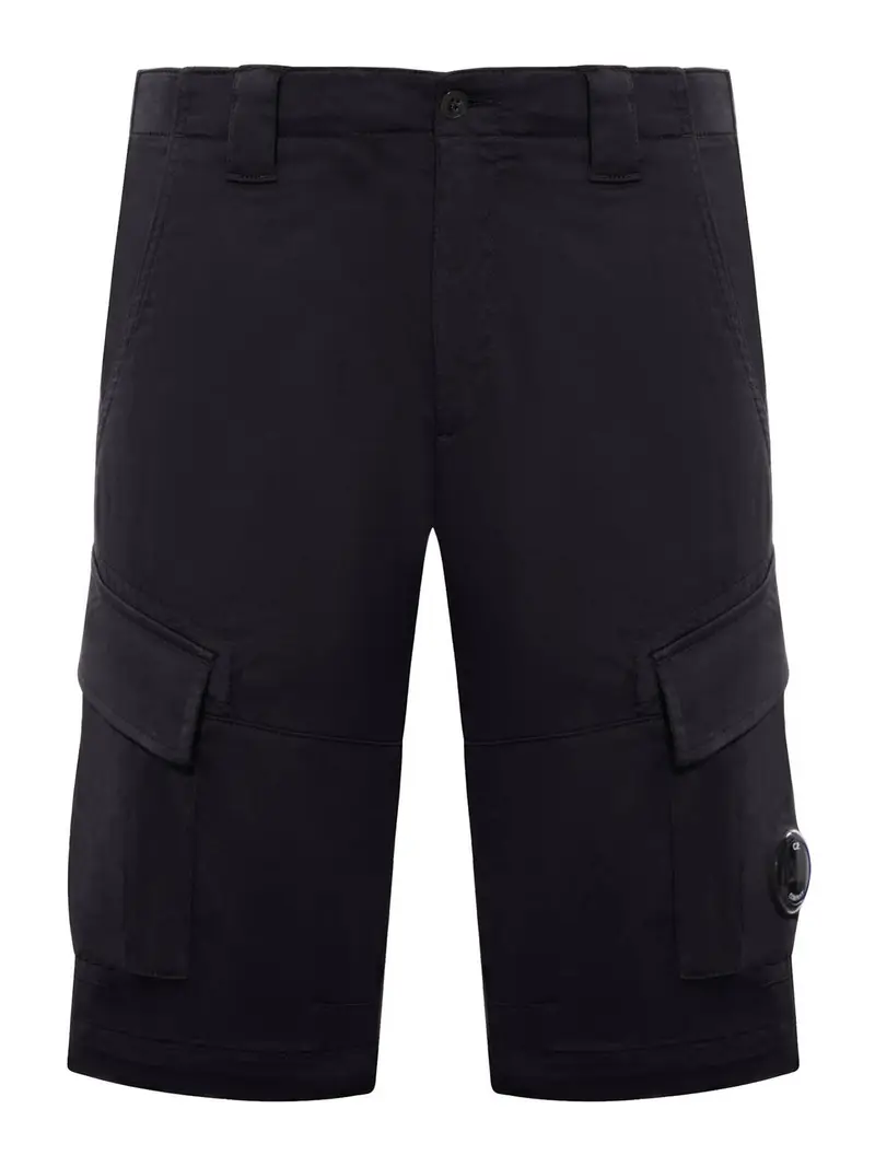 Pantaloncini cargo elasticizzati in raso Nero