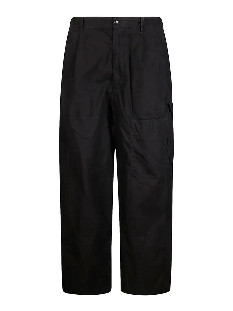 Pantalone Cargo In Microreps Pesca Nero