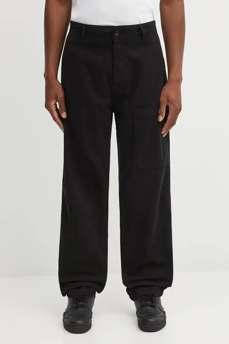 pantaloni in cotone uomo colore nero 19CMPA235A110234G