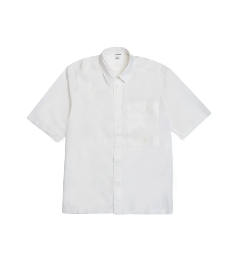 per uomo 18CMSH249A005328G Camicia tascabile bianca (M), Bianco, Casual, Cotone, Manica corta