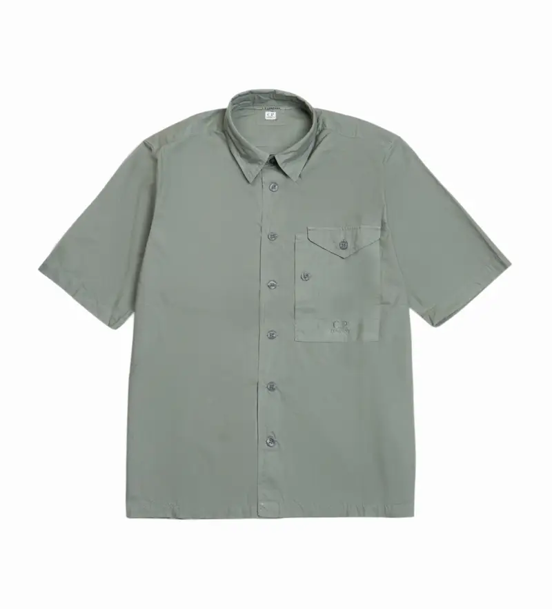 per uomo. 18CMSH249A005328G Camicia tascabile verde (L), Casual, Cotone, Manica corta