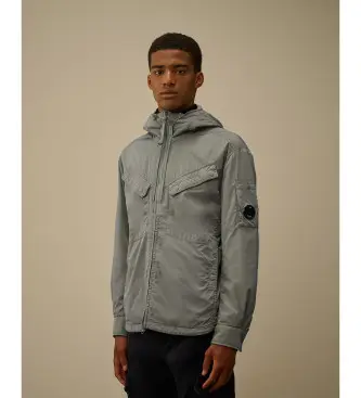 per uomo 19CMOS084A005904G Giacca con cappuccio e cerniera cromata - Grigio R (XXL), Casual, Poliamide