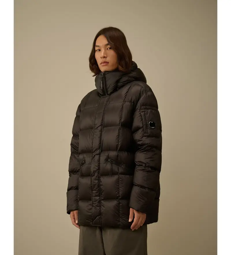 per uomo 19CMOW182A110416A Piumino lungo con cappuccio DD Shell nero (XL), Casual, Poliamide