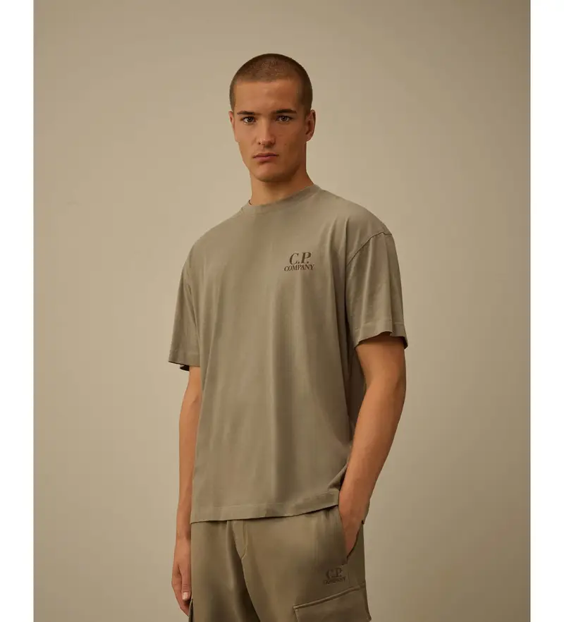 per uomo 19CMTS103A005100W Maglietta beige con logo a maniche corte in jersey 30/1 (S), Casual, Cotone, Manica corta