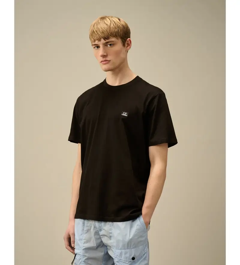 per uomo. 19CMTS132A006374G Maglietta con logo nero 30/1 (L), Casual, Cotone, Manica corta