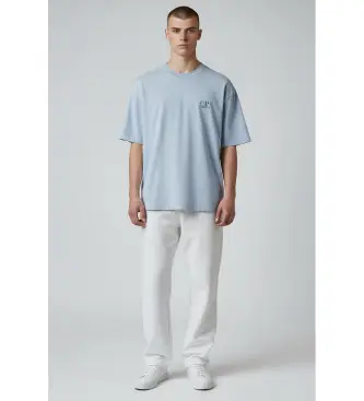 per uomo 20CMTS086A005100W Maglietta con logo a manica 30/1 (L), Blu, Casual, Cotone, Manica corta