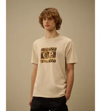 per uomo 20CMTS141A110579W T-shirt con logo beige sbiadito (L), Casual, Cotone, Manica corta