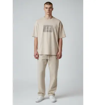 per uomo 20CMTS723A005100W Maglietta beige a maniche corte (L), Casual, Cotone, Manica corta