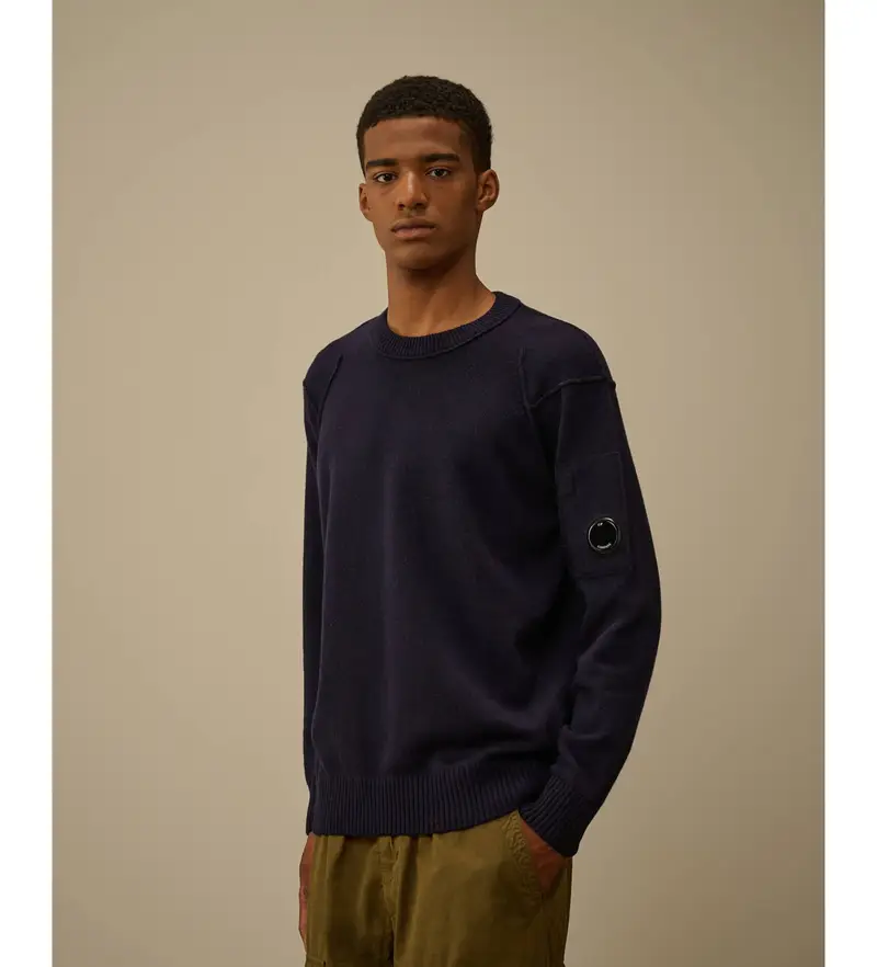 per uomo RFCMKN707A110149A Maglia in lana d' agnello blu navy (L), Casual