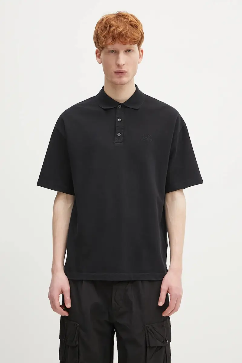 polo in cotone colore nero 18CMPL320A110396G