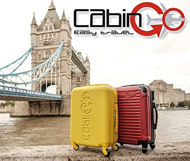 CABIN GO 5585 Valigia Trolley rigido in ABS grande valigia con ruote, 55x37x20, Bagaglio a Mano Ultra Leggero in ABS con Chiusura a combinazione miniatura 3