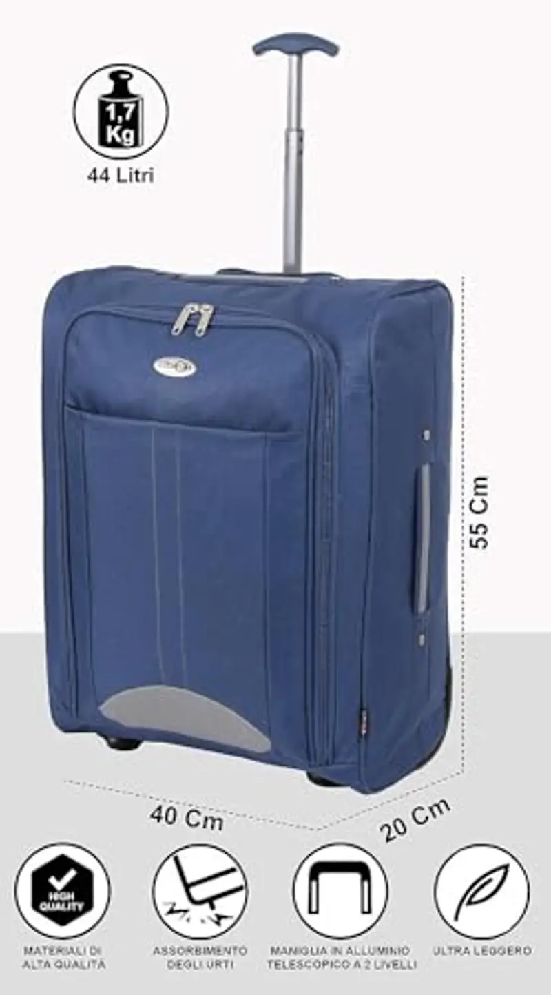 CABIN GO 5630 trolley economy - Trolley morbido 2 ruote 55x40x20 cm ultra leggero utilizzabile come bagaglio a mano di dimensioni standard miniatura 2