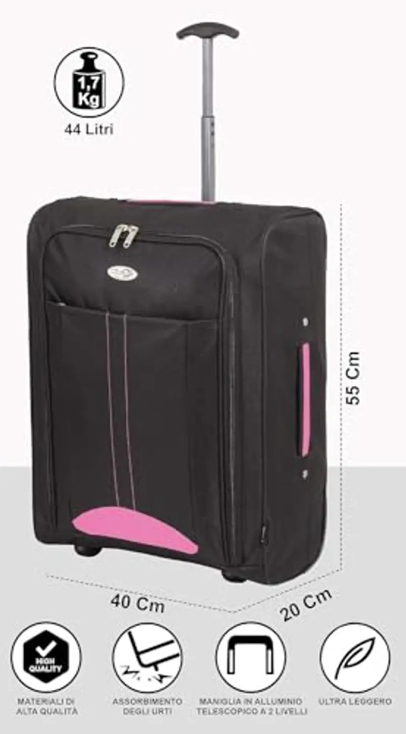 CABIN GO 5630 trolley economy - Trolley morbido 2 ruote 55x40x20 cm ultra leggero utilizzabile come bagaglio a mano dimensioni standard miniatura 2