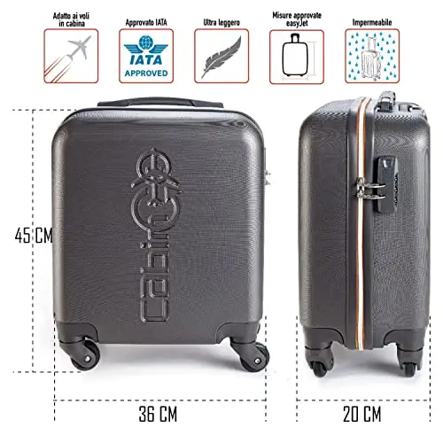 Cabin Go - trolley bagaglio a mano easyjet 45x36x20 30L - valigia bagaglio a mano rigida ABS - maniglia telescopica miniatura 2