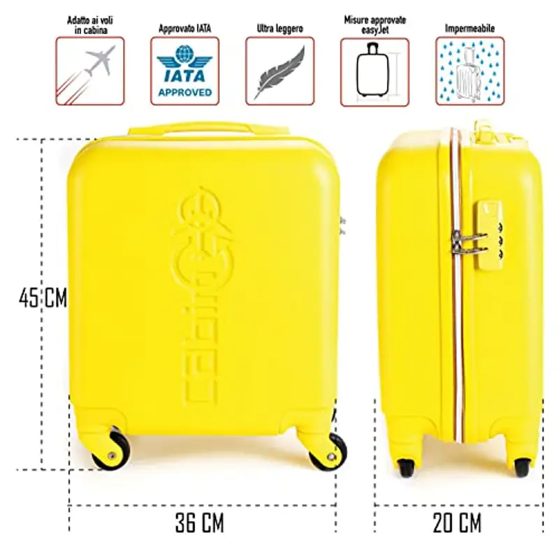 Cabin Go - trolley bagaglio a mano easyjet 45x36x20 30L - valigia bagaglio a mano rigida ABS - maniglia telescopica - ultra leggero miniatura 2