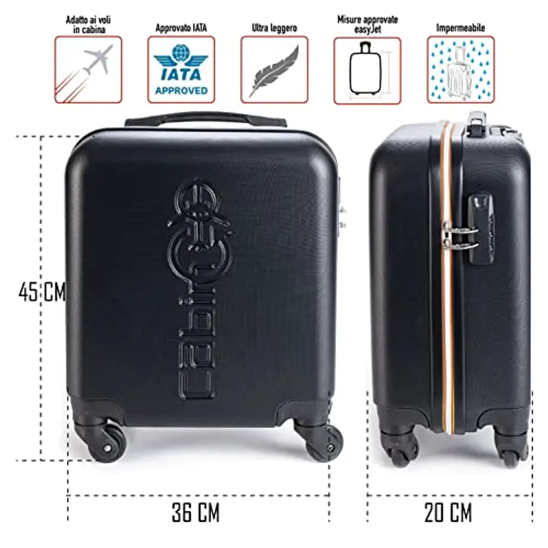 Cabin Go - trolley bagaglio a mano easyjet 45x36x20 30L - valigia bagaglio a mano rigida ABS - maniglia telescopica - ultra leggero miniatura 2