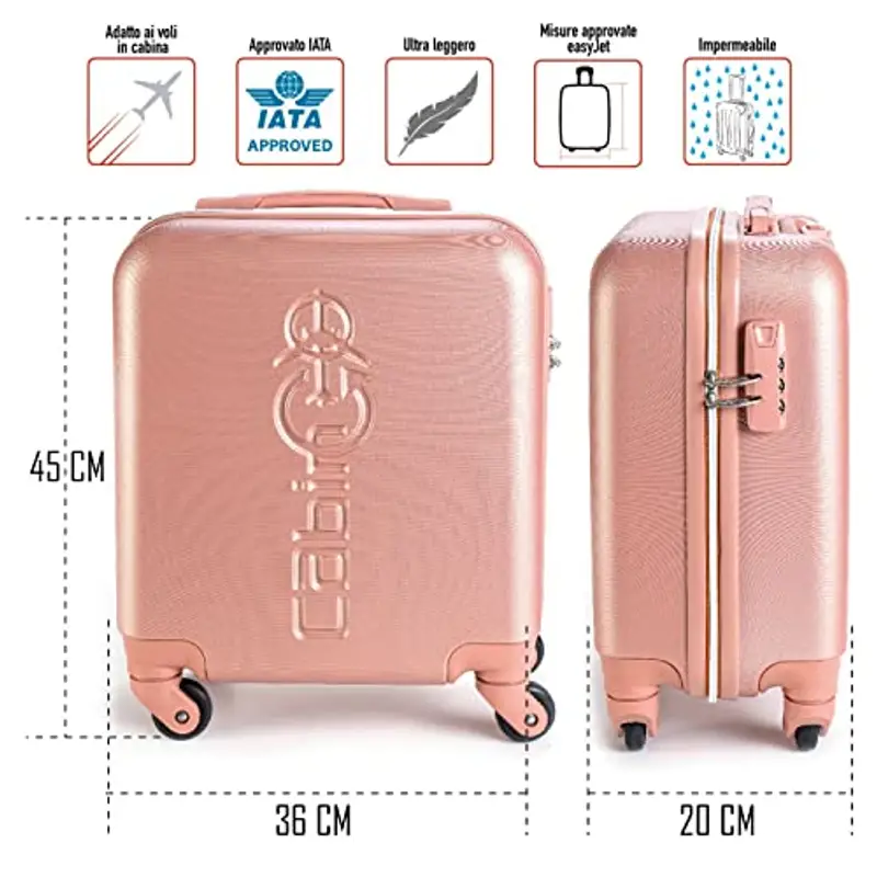 Cabin Go - trolley bagaglio a mano easyjet 45x36x20 30L - valigia bagaglio a mano rigida ABS - maniglia telescopica - ultra leggero miniatura 2