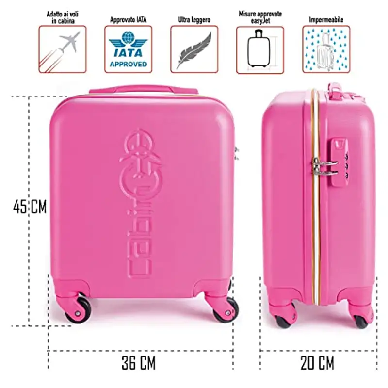 Cabin Go - trolley bagaglio a mano easyjet 45x36x20 30L - valigia bagaglio a mano rigida ABS - maniglia telescopica - ultra leggero miniatura 2