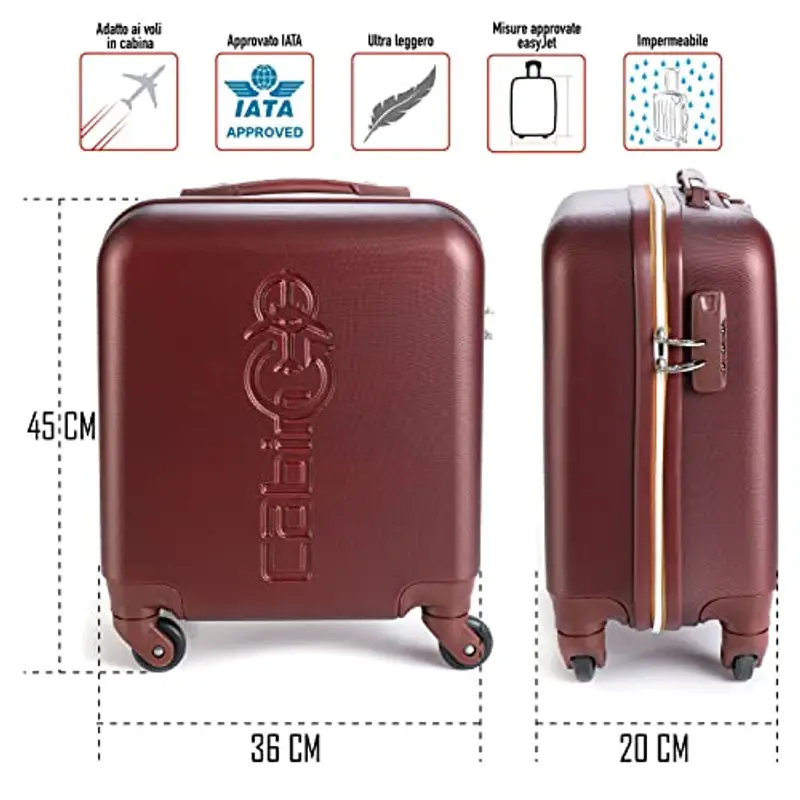 Cabin Go - trolley bagaglio a mano easyjet 45x36x20 30L - valigia bagaglio a mano rigida ABS - maniglia telescopica - ultra leggero miniatura 2