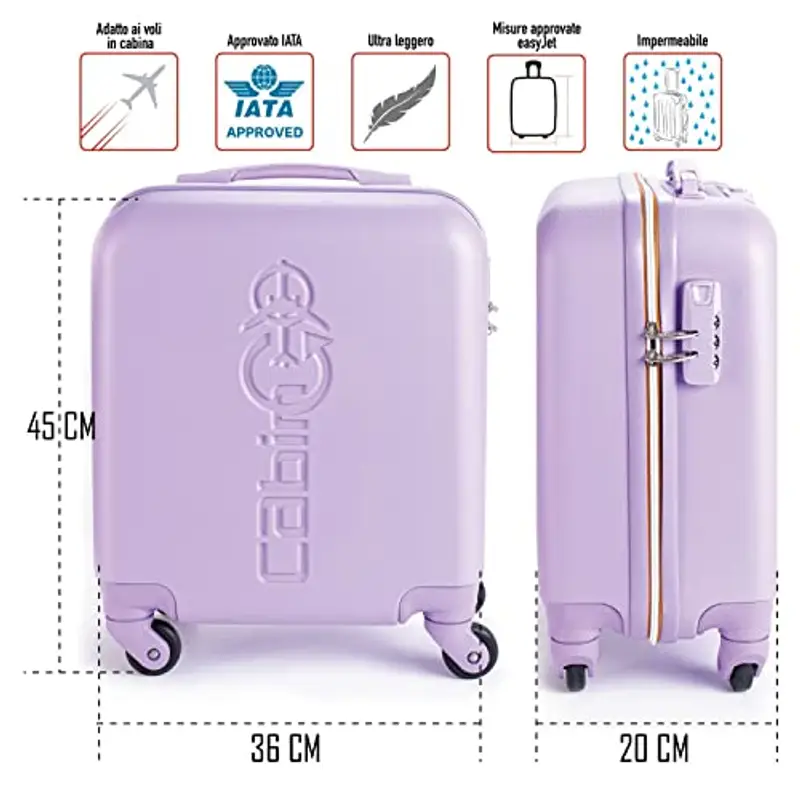 Cabin Go - trolley bagaglio a mano easyjet 45x36x20 30L - valigia bagaglio a mano rigida ABS - maniglia telescopica - ultra leggero miniatura 2