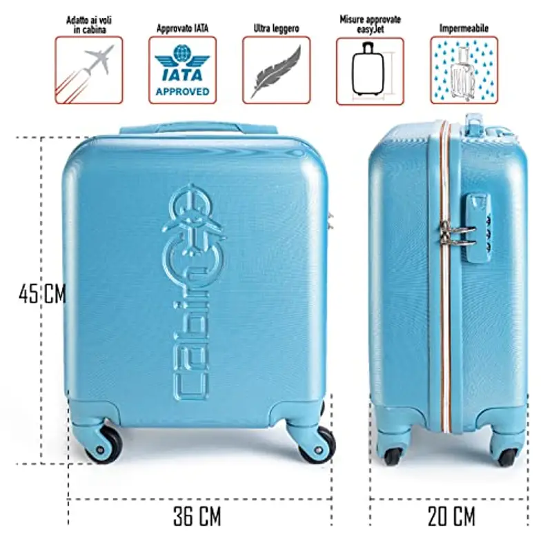 Cabin Go - trolley bagaglio a mano easyjet 45x36x20 30L - valigia bagaglio a mano rigida ABS - maniglia telescopica - ultra leggero miniatura 2